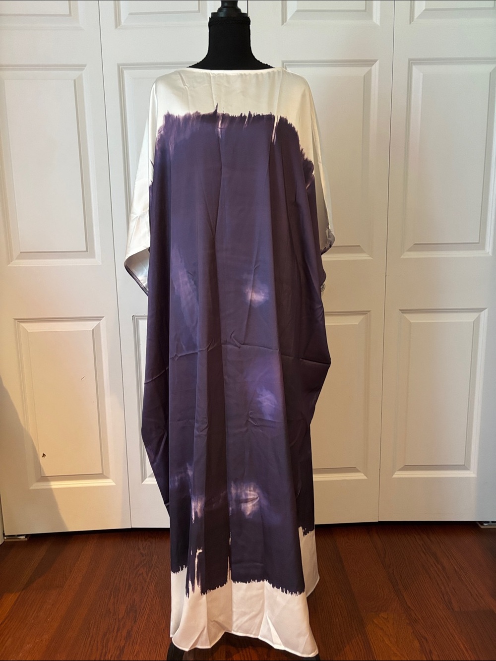 Purple and White Tie-Dye Maxi Dress